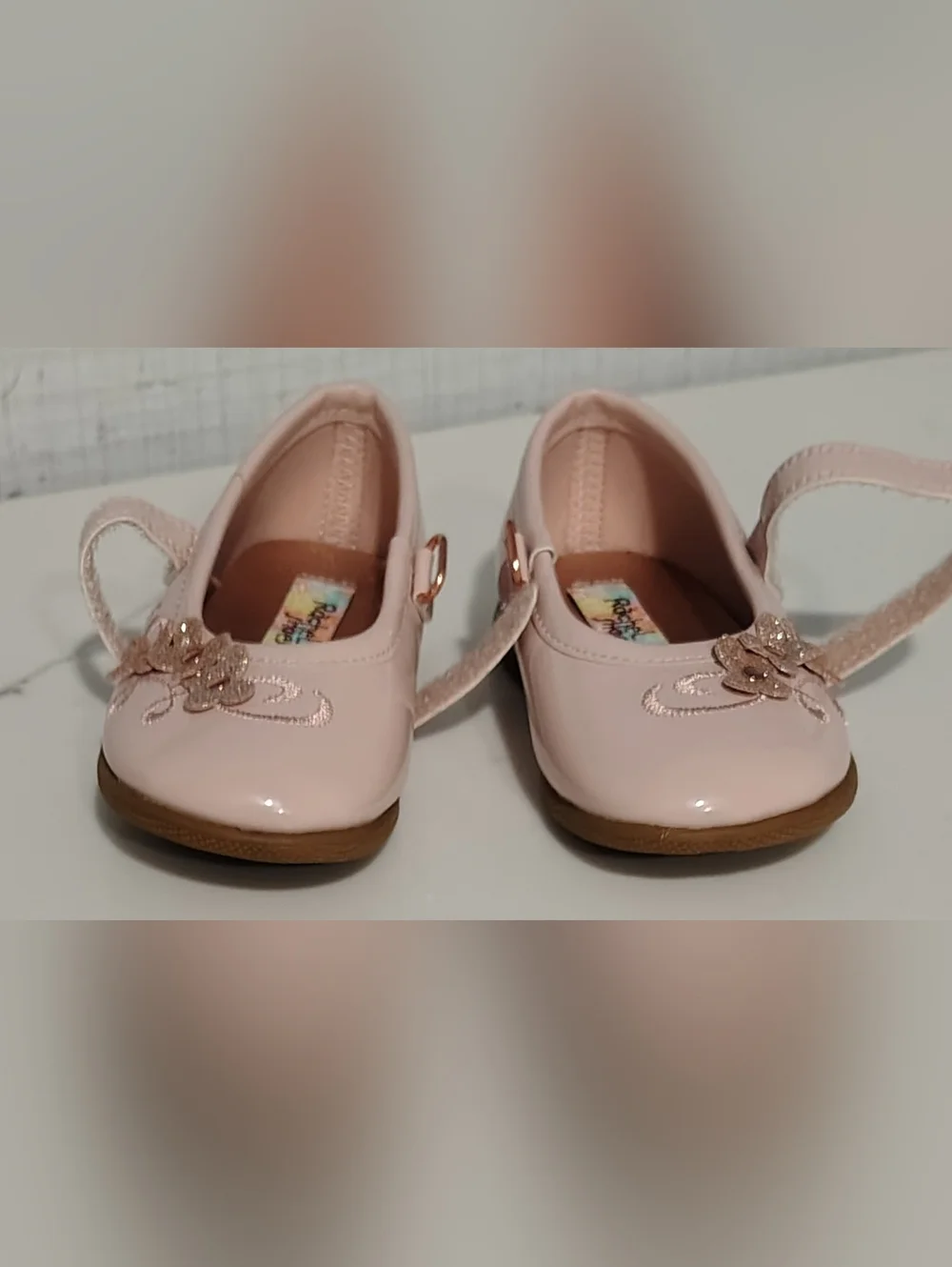Rachel Ballet Pink Patent Mary Jane Dress Shoes w Floral Beading Toddler Sz 7